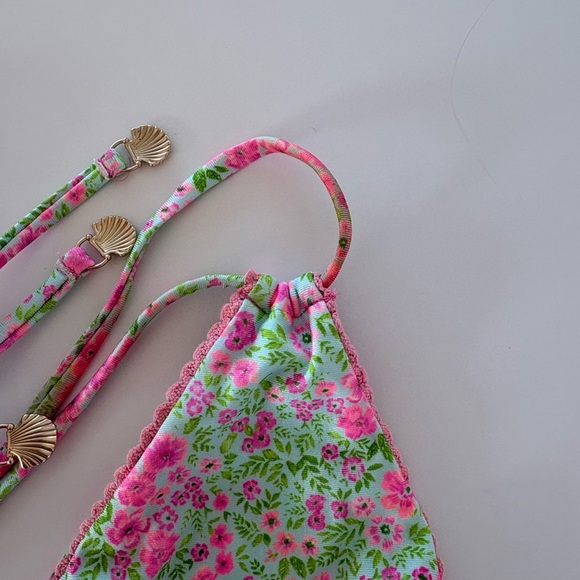 Kulani Kinis Floral Scallop Bikini Set 2XL Pink Green - Picture 4 of 4